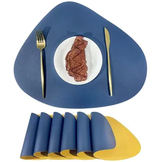 YJWZ 4er-Set rutschfeste Tischsets mit Lederoptik,Oval Tischsets Platzsets Abwaschbar, Doppelseitige Tischunterlage für Esstisch Deko, Platzdeckchen Abwischbar Lederoptik für Küche & Esszimmer