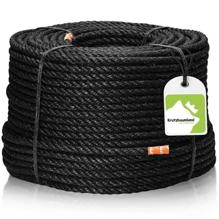 Kratzbaumland Premium-Sisalseil schwarz 8 mm, schwarzes Sisalseil für Kratzbäume (versch. Längen) (30 Meter)