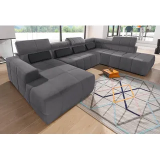 DOMO collection Wohnlandschaft Luxus-Microfaser 3-Sitzer Dunkelgrau
