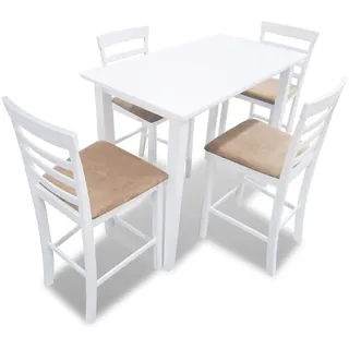vidaXL Stehtisch und 4 Barhocker  Holz  Weiß