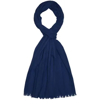 Lorenzo Cana Herren Schal aus feinster Baumwolle mit Seide aufwändig jacquardgewebte dezente Webstreifen Naturfaser Schaltuch Tuch blau 55 cm x 180 cm - 8922411 - 55 x 180 cm