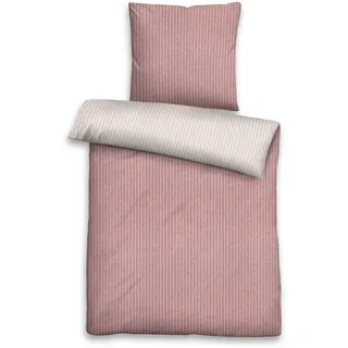 biberna Tillmann Wendebettwäsche gestreift Flanell Rosa 135 x 200 cm + 2 x 80 x 80 cm