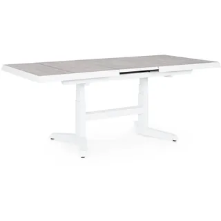 Gartenesstisch Robert aus Aluminium, modern höhenverstellbar und ausziehbar, weiß, für 6–8 Personen