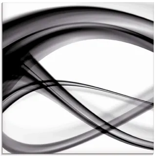 ARTland Wanddeko Glasbilder Wandbild Glas Bild einteilig 50x50 cm Quadratisch Moderne Kunst Abstrakt Modern Rauch Welle Schwarz Weiß S7KQ