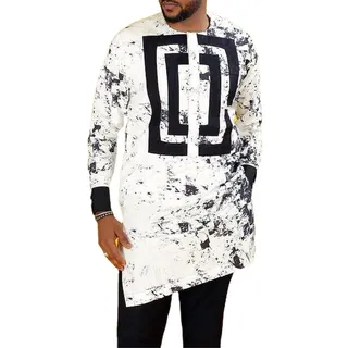 keephen Herren Dashiki Anzug Afrikanische Kleidung Casual 2 Stück Tops + Hosen Slim Fit Outfits Trainingsanzug Langarm Kurta Set - XXL