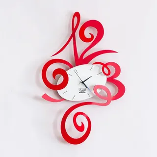 Wanduhr Robin rot 34x51cm aus Stahl, minimalistisches und leises Design für Zuhause und Büro, hergestellt in Italien