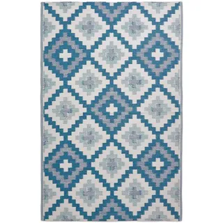 Homescapes Outdoorteppich, Blau, Kunststoff, Ethno, Rechteckig, 150x240 cm, Global Recycled Standard (Grs), Teppiche & Böden, Teppiche, Outdoorteppiche