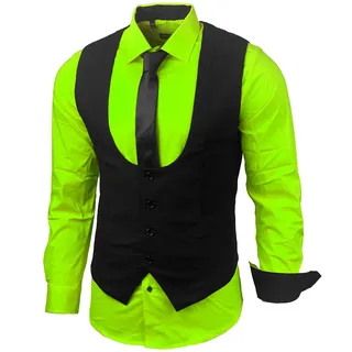 Herren Hemd Weste Krawatte Set Business Anzugweste Westen Slim Fit Smoking Frack Business Herrenanzug-Set Sakko B-101 - M