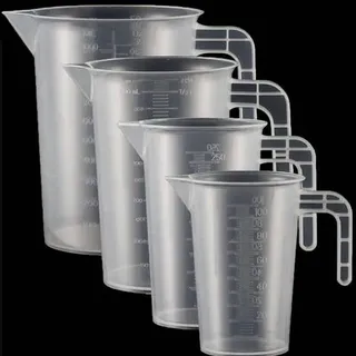 4 Stück Messbecher Kunststoff Set Mit Griff Gramm Skala 100ml+250ml+500ml+1000ml, Hitzebeständig Präzisions Messbecher für Waschmittel, Küche, La