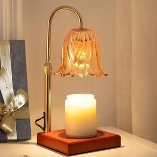 GODONLIF Blumen-Kerzenwärmer-Lampe Timer, Gold, dimmbar, inkl. 2 Birnen