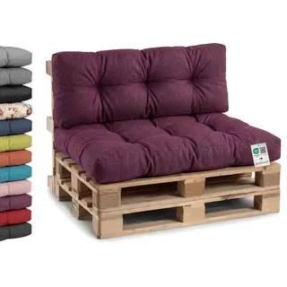 Gutekissen® Palettenkissen, Gartensofakissen, Gesteppte Kissen gefüllt mit granuliertem Poulirette-Schaum, viele Farben und Größen PPI (Sitzkissen 120x80, gesteppt Violett)