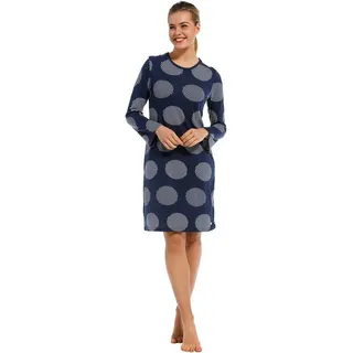 Pastunette Nachthemd Damen Schlafshirt mit langem Arm (1-tlg) Modisches DEsign blau 38
