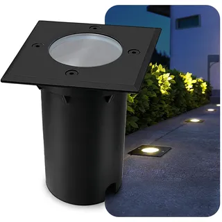 SSC-LUXon KALPA LED Bodeneinbaustrahler für Außen eckig schwarz IP67 - Bodenleuchte für GU10 Glühbirne trittfest & befahrbar (ohne Leuchtmittel)