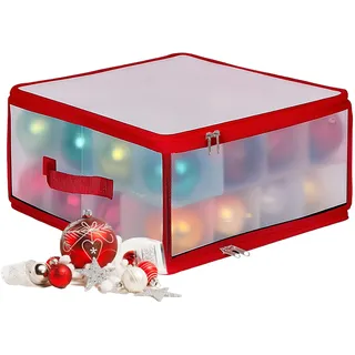 Relaxdays Weihnachtskugel Aufbewahrungsbox 18 x 36 x 36 cm 32-tlg. rot/transparent