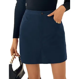 Kate Kasin Damen Cordrock Minirock Hohe Taille Schmale Passform Wickelrock Herbst&Winter Kordsamt Rock Kurzer Rock aus Cord - L