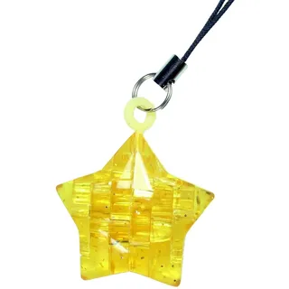 HCM Kinzel - 59196-3D Crystal Puzzle - 3D Mini Stern - Steckpuzzle, Puzzle für Erwachsene und Kinder - 14 Teile - Gelb transparent - ab 14 Jahre