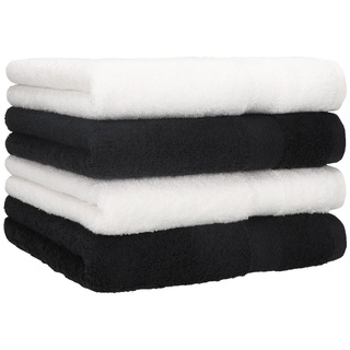 Betz Handtücher »4 Stück Handtücher Premium 100% Baumwolle 4 Handtücher Farbe weiß und schwarz«, 100% Baumwolle schwarz|weiß