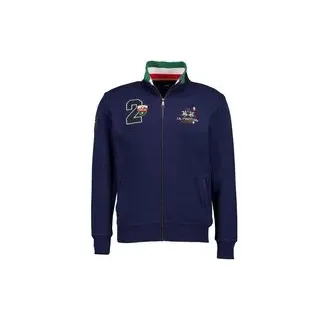 LA MARTINA Herren Cardigan blau Baumwolle unifarben, blau, Herbst/Winter 2024/2025