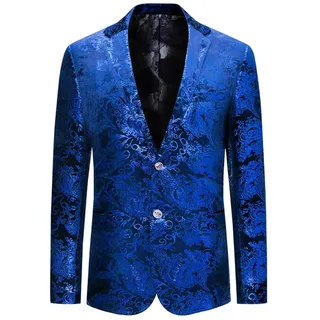 Allthemen Herren Sakko Pailletten Sakko Gold Glitzer Blazer Hochzeit Party | Smoking, Abendessen Weihnachten, Slim Fit, Paisley, Jacquard, Floral, 2 Knopf, Sportlich Modern, Jacket - 3XL