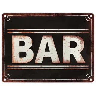 speecheese Bar Metallschild in 15x20 cm in Rostoptik cooles Metallschild in 15x20 cm als Dekoration mit passendem Schriftzug für die Bar um das Ambiente zu verschönern