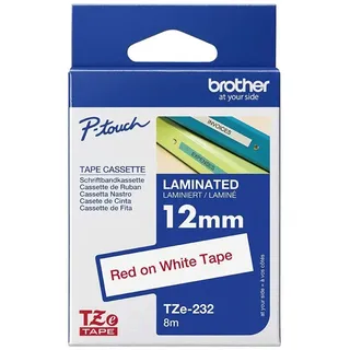 Brother TZe-232 12mm rot auf weiß
