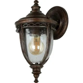 Außenwandleuchte IP44 Bronze E27 Glas Metall Rustikal Außenlampe Wand Haus Terrasse - Bunt