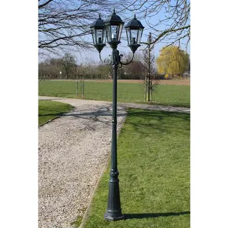 Tidyard Gartenlaterne, 3-flammig 230 cm Höhe Aluminium Mastleuchte in Dunkelgrün/Schwarz mit E27 Fassung für Terrasse Garten und Hof