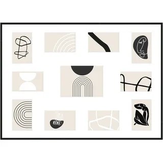 nielsen Aluminium Bilderrahmen Pixel Collage, 50 x 70 cm, Schwarz | Aluminium Posterrahmen mit Passepartout im Hoch- & Querformat zum Aufhängen Schwarz matt Echtglas Collagerahmen