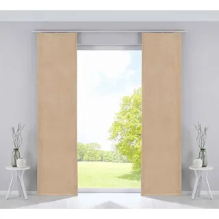 Gardinenbox 2er Set Flächenvorhänge Verdunkelung Schiebegardinen »Milano« Samt Blickdicht Blackout Paneelwägen Beschwerungsstangen Sand HxB 245x60 cm, 203571-2