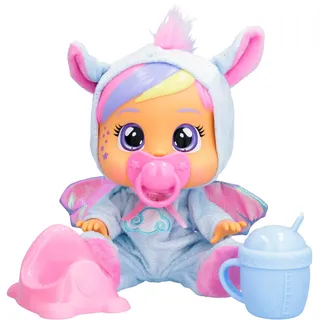 IMC TOYS Cry Babies Loving Care Fantasy Jenna | Interaktive Puppe, die echte Tränen weint, einen Pyjama trägt und 3 Accessoires enthält - Spielzeug und Geschenk für Mädchen und Jungen
