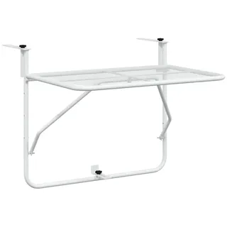 vidaXL Balkontisch Klappbar Balkonhängetisch Hängetisch Klapptisch Gartentisch Tisch Balkon Beistelltisch Balkonklapptisch Weiß 60x40cm Stahl
