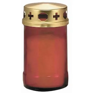 JEKA Grabkerze Brenner Nr. 3 Glas mit Deckel rot Grableuchte Licht Kerze Flackerlight