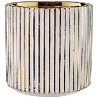BUTLERS Goldie Blumentopf Streifen Ø 12 x 12 cm weiß/gold