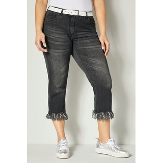 Angel of Style Regular-fit-Jeans 3/4-Jeans Slim Fit Fransensaum 5-Pocket grau 46