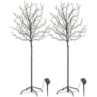 Lunartec LED Baum Solar: 2er-Set XL-Solar-LED-Lichterbäume mit je 200 beleuchteten Knospen (Lichterbaum für Garten, Solarleuchten mit Montagematerial, Winter)