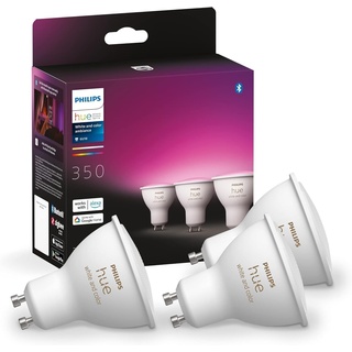 Philips Hue White & Color Ambiance GU10 LED Spots 3-er Pack (350 lm), dimmbare LED Lampen für das Hue Lichtsystem mit 16 Mio. Farben, smarte Lichtsteuerung über Sprache und App