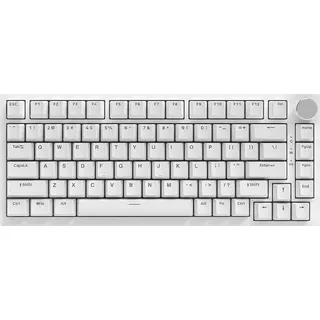 AJAZZ AK820 75 %-Layout, kabelgebundene mechanische Tastatur, QWERTY-US-Layout, Hot-Swap-fähiger Blue Switch, Gasket-Mounting mit Blaulicht, 82 Tasten mit CNC-Volumenregler, Poron-Schaumstoff, PBT-Tastenkappen – Weiß