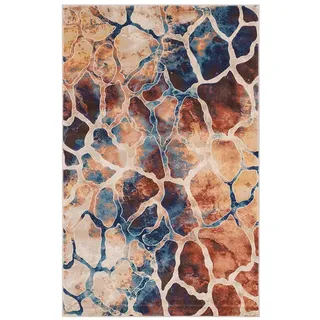 Teppich mit abstraktem Muster in Beige mehrfarbig Kurzflor