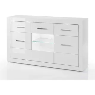 furn.design Sideboard 164 x 97 x 42 cm Weiß Hochglanz
