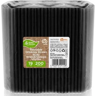 Wiederverwendbare Plastikstrohhalme Schwarz x200 - Schwarz