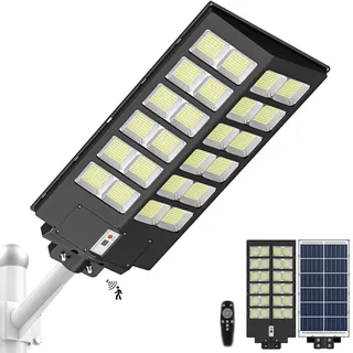 Lenlun Solarlampen für außen mit Bewegungsmelder, 1200W 120000LM IP65 Wasserdicht LED Solar Solarlampen, Dämmerungs- bis Morgengrauen für Terrasse, Parkplatz, Garten