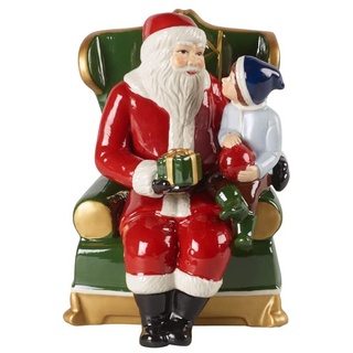 Villeroy & Boch Christmas Toys Santa Auf Sessel, Dekorative Weihnachtsmann-Figur Aus Hartporzellan, Bunt