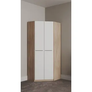 Priess Barcelona Eckschrank 78 x 193 x 36 cm struktureichefarben hell/weiß