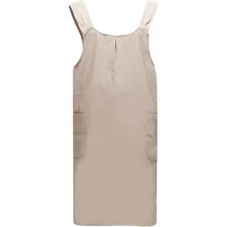 Khakifarbene, Einfarbige Schürze Aus Baumwoll-leinen Mit Großen Taschen, Japanischer Stil