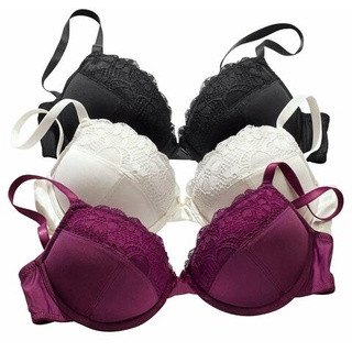 PETITE FLEUR Push-up-BH Damen schwarz+creme+beere Gr.70C