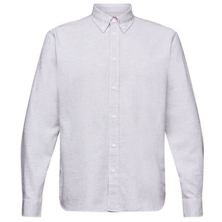 Esprit Langarmhemd Baumwollhemd in normaler Passform mit Mini-Karos weiß