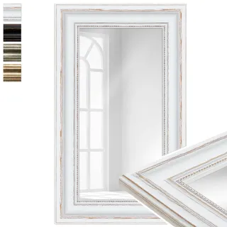 WANDStyle Kleiner Spiegel Weiß, Barock Spiegel, Kleiner Wandspiegel Vintage 30x50 cm, Hängespiegel klein, Badspiegel Holz, Flurspiegel Wand, Standspiegel, Mirror H550 - Made in Germany