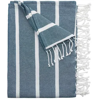 BUTLERS Surfside Strandtuch 200 x 180 cm Blau/Weiß