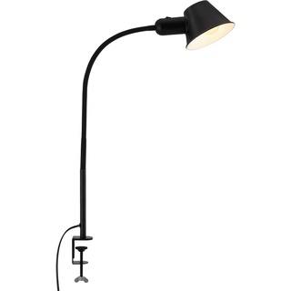 BRILONER Leuchten - Klemmlampe flexibel, Schreibtischlampe verstellbar, Kippschalter, 1x E27 Fassung max. 10 Watt, inkl. Kabel, Schwarz, 65 cm, 7409-015