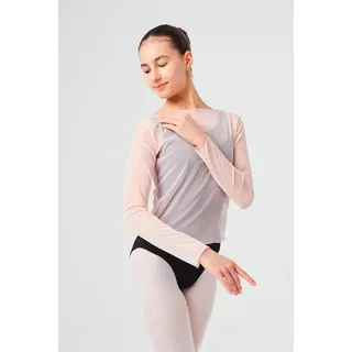 tanzmuster Crop-Top Langarm Ballett Top Maite aus Netz Transparentes Tanz Oberteil rosa 34